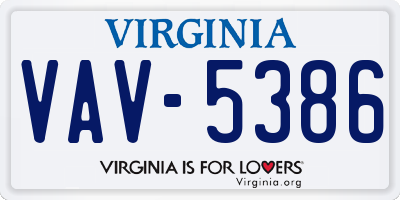 VA license plate VAV5386