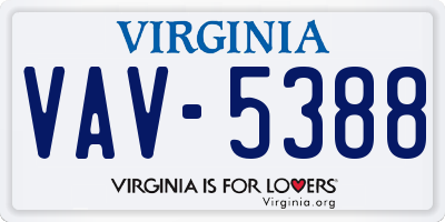 VA license plate VAV5388