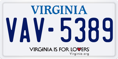 VA license plate VAV5389