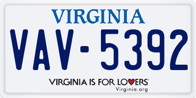 VA license plate VAV5392