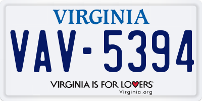 VA license plate VAV5394