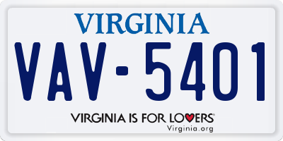 VA license plate VAV5401