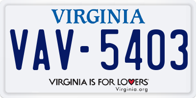 VA license plate VAV5403