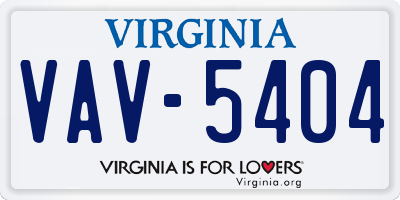 VA license plate VAV5404