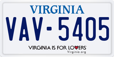 VA license plate VAV5405