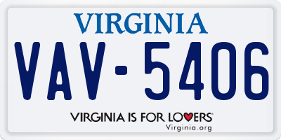VA license plate VAV5406