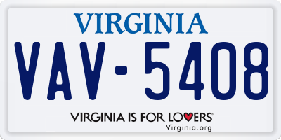 VA license plate VAV5408