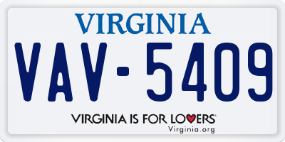 VA license plate VAV5409