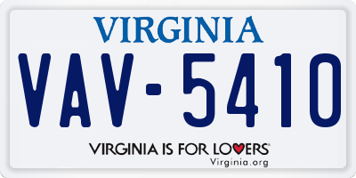 VA license plate VAV5410