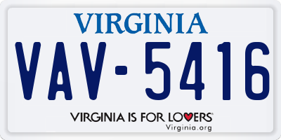 VA license plate VAV5416