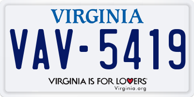 VA license plate VAV5419