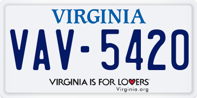 VA license plate VAV5420