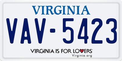 VA license plate VAV5423