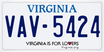 VA license plate VAV5424