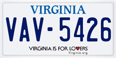 VA license plate VAV5426