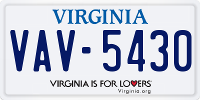 VA license plate VAV5430