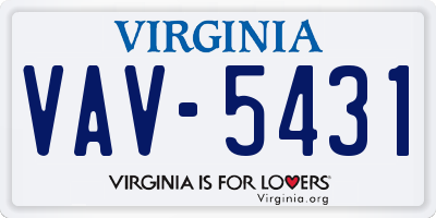 VA license plate VAV5431