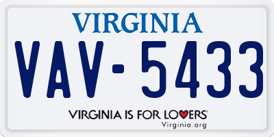 VA license plate VAV5433