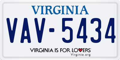 VA license plate VAV5434