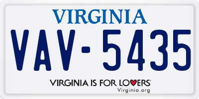 VA license plate VAV5435