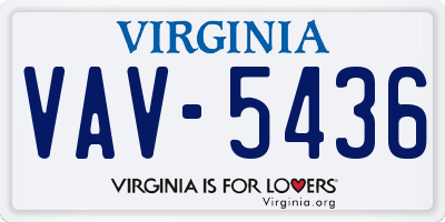 VA license plate VAV5436