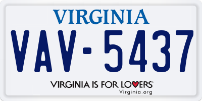 VA license plate VAV5437