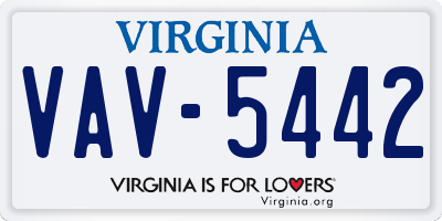VA license plate VAV5442