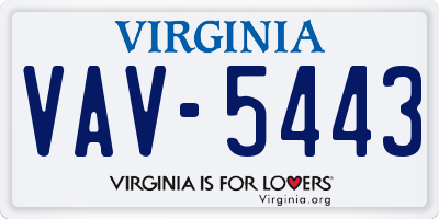 VA license plate VAV5443