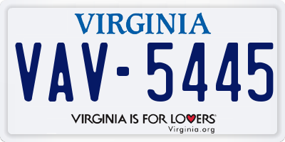 VA license plate VAV5445