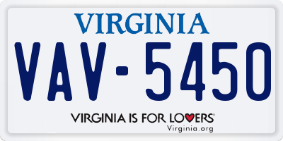 VA license plate VAV5450