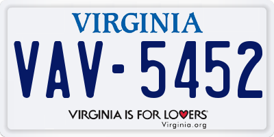 VA license plate VAV5452
