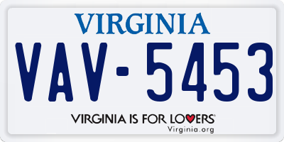 VA license plate VAV5453