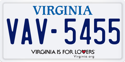 VA license plate VAV5455
