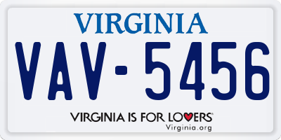 VA license plate VAV5456