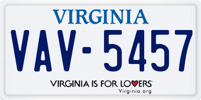 VA license plate VAV5457