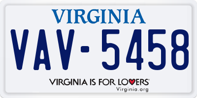 VA license plate VAV5458