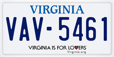 VA license plate VAV5461