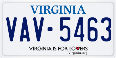 VA license plate VAV5463