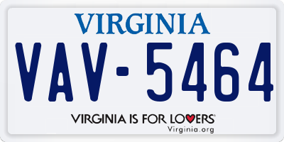 VA license plate VAV5464
