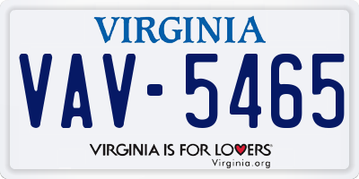 VA license plate VAV5465