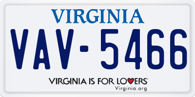 VA license plate VAV5466