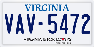 VA license plate VAV5472