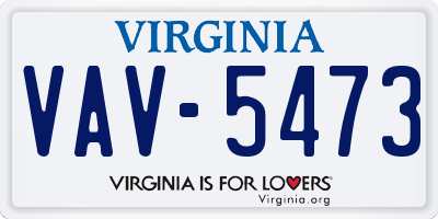 VA license plate VAV5473