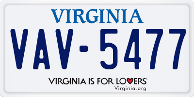 VA license plate VAV5477