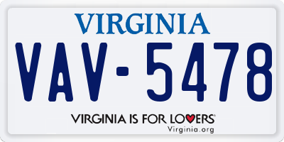 VA license plate VAV5478