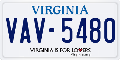 VA license plate VAV5480