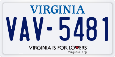 VA license plate VAV5481