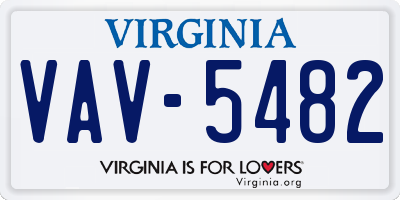VA license plate VAV5482