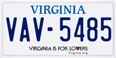 VA license plate VAV5485