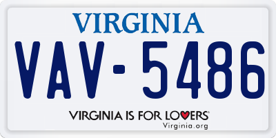 VA license plate VAV5486